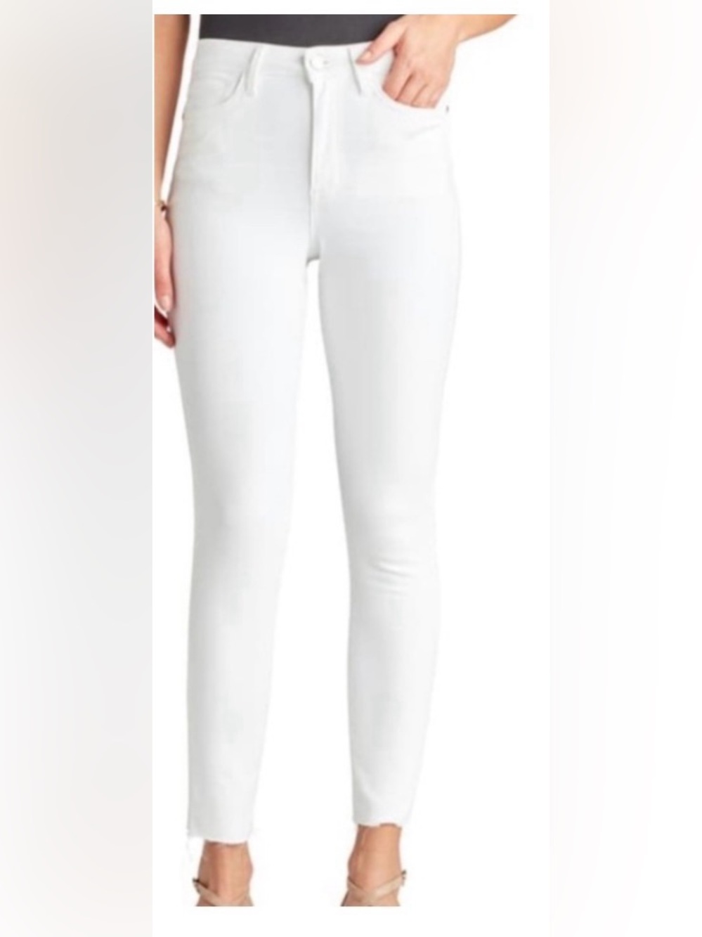 Sam Edelman Stiletto Raw Cut Hem White Ankle Skinny Jeans Size 25